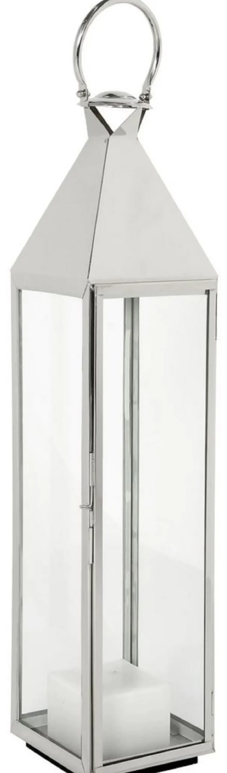 Casa Padrino Luxus Kerzenleuchter Silber 24 x 24 x H. 114 cm - Edelstahl Laterne mit Tragegriff - Gastronomie Accessoires - Restaurant Accessoires - Hotel Accessoires - Deko Accessoires