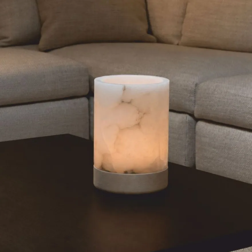 Casa Padrino Luxus Kerzenleuchter Alabaster / Grau H. 28 cm - Luxus Accessoires