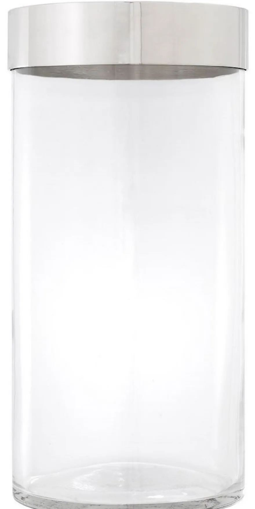 Casa Padrino Luxus Kerzenleuchter Silber Ø 20,5 x H. 41,5 cm - Runder Glas Kerzenleuchter mit Aluminium Ring - Luxus Qualität
