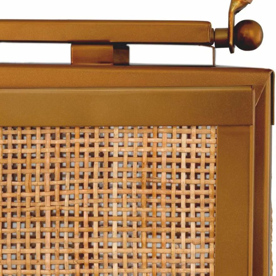 Casa Padrino Luxus Kerzenleuchter Vintage Messing / Naturfarben H. 83 cm - Laterne mit Tragegriff - Gastronomie Accessoires - Hotel Accessoires