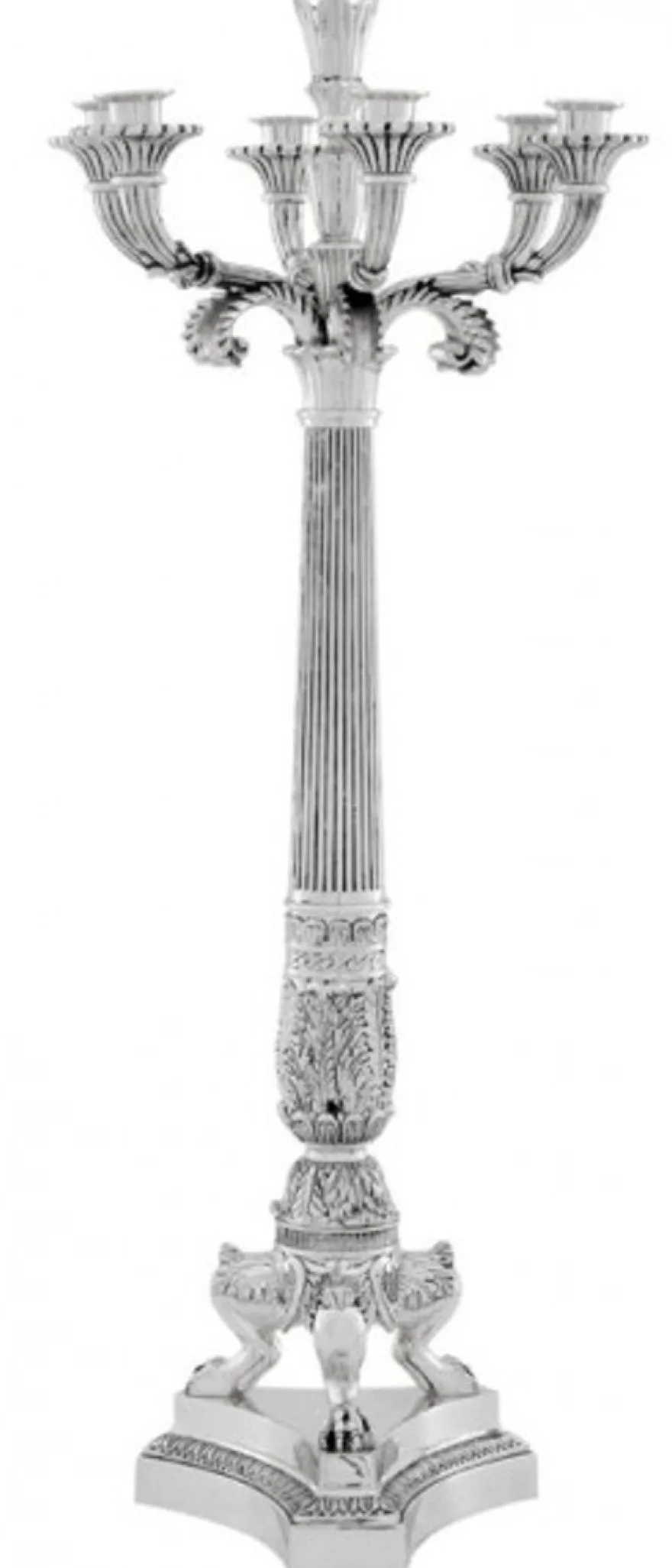 Casa Padrino Luxus Kerzenständer im Antikstil, versilberter Edelstahl, 79 x 30 cm