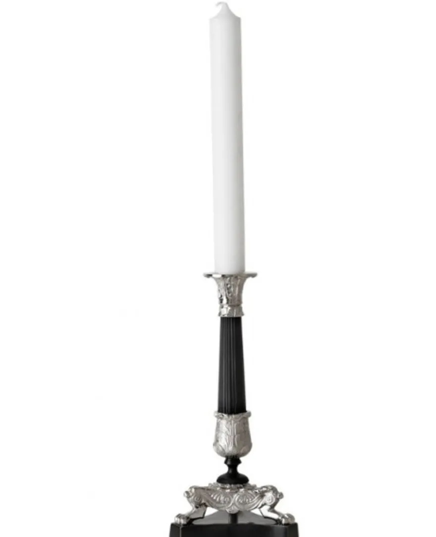 Casa Padrino Luxus Kerzenständer Nickel Finish Paris - schwere Ausführung - Kerzenhalter Kerzenleuchter