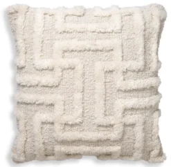 Casa Padrino Luxus Kissen Elfenbein 50 x 50 cm - Handgewebtes Deko Woll Kissen - Quadratisches Zierkissen - Wohnzimmer Dekoration - Luxus Deko Accessoires - Luxus Kollektion