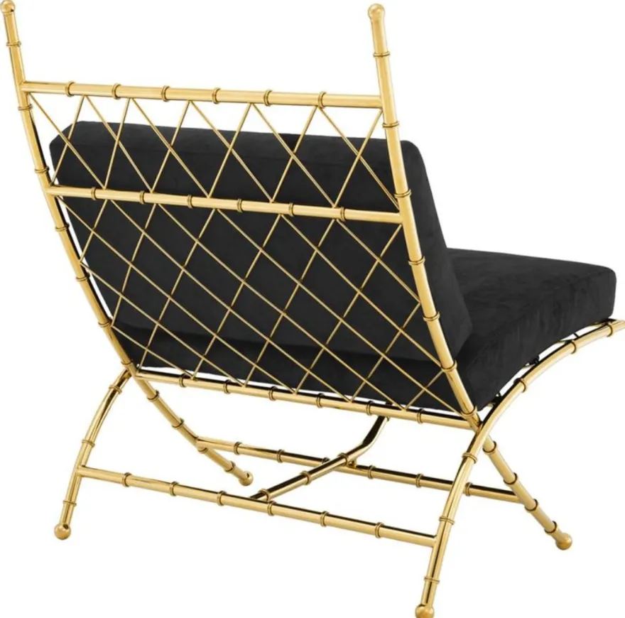 Casa Padrino Luxus Klappstuhl Gold / Schwarz 75 x 81,5 x H. 92 cm - Luxus Möbel