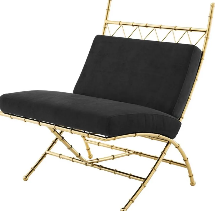Casa Padrino Luxus Klappstuhl Gold / Schwarz 75 x 81,5 x H. 92 cm - Luxus Möbel