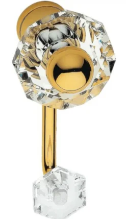 Casa Padrino Luxus Kleiderhaken Set Gold 5 x 12 cm - Messing Kleiderhaken mit Swarovski Kristallglas