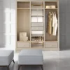 Casa Padrino Luxus Kleiderschrank Beige 200 x 60 x H. 230 cm - Offener Schlafzimmer Schrank - Schlafzimmer Möbel - Hotel Möbel - Luxus Möbel - Luxus Einrichtung - Schlafzimmer Einrichtung