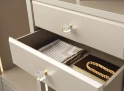 Casa Padrino Luxus Kleiderschrank Beige 200 x 60 x H. 230 cm - Offener Schlafzimmer Schrank - Schlafzimmer Möbel - Hotel Möbel - Luxus Möbel - Luxus Einrichtung - Schlafzimmer Einrichtung