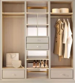 Casa Padrino Luxus Kleiderschrank Beige 200 x 60 x H. 230 cm - Offener Schlafzimmer Schrank - Schlafzimmer Möbel - Hotel Möbel - Luxus Möbel - Luxus Einrichtung - Schlafzimmer Einrichtung