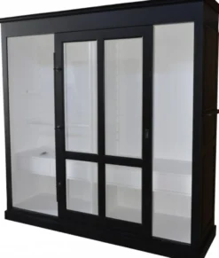 Casa Padrino Luxus Kleiderschrank Haute Couture Schwarz / Weiß B 226 x H 220 cm - Art Deco Jugendstil Schlafzimmer Schrank