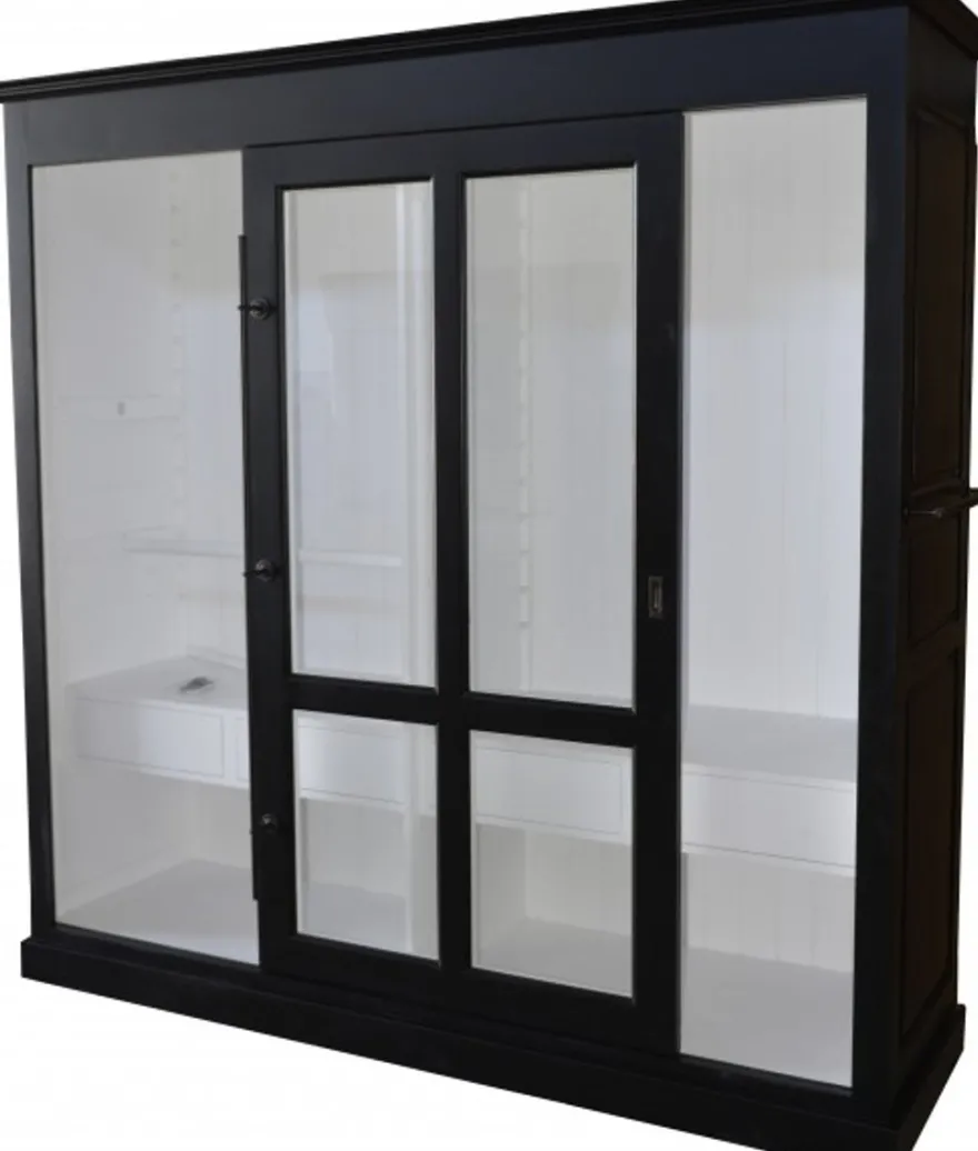 Casa Padrino Luxus Kleiderschrank Haute Couture Schwarz / Weiß B 226 x H 220 cm - Art Deco Jugendstil Schlafzimmer Schrank