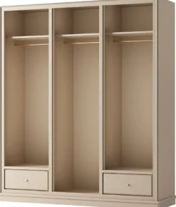 Casa Padrino Luxus Kleiderschrank Beige 200 x 60 x H. 230 cm - Offener Schlafzimmer Schrank - Schlafzimmer Möbel - Hotel Möbel - Schlafzimmer Einrichtung - Luxus Möbel - Luxus Einrichtung