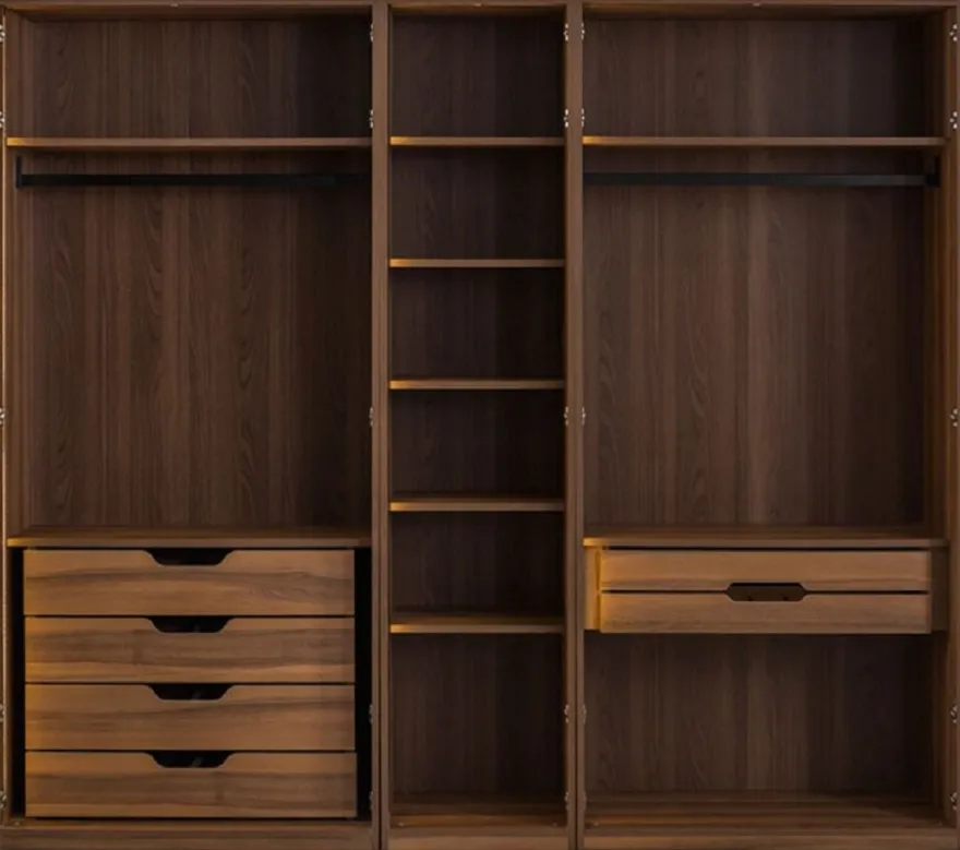 Casa Padrino Luxus Kleiderschrank Braun / Schwarz 250 x H. 220 cm - Massivholz Schlafzimmerschrank mit 5 Glastüren und LED Beleuchtung - Schlafzimmer Möbel - Hotel Möbel - Luxus Möbel