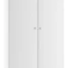 Casa Padrino Luxus Kleiderschrank Weiß / Hochglanz Braun 111,2 x 60 x H. 205 cm - Massivholz Schlafzimmerschrank mit 2 Türen und 2 Schubladen - Schlafzimmermöbel
