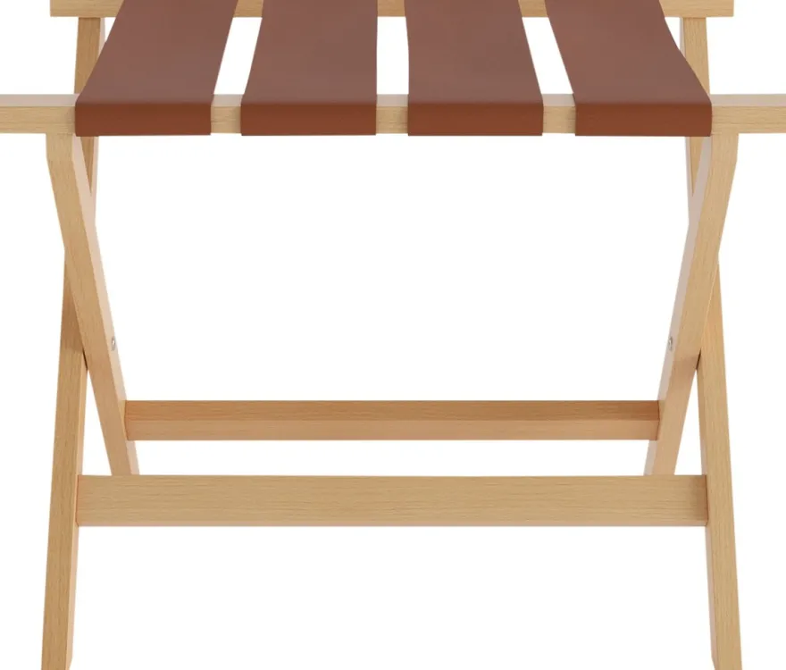 Casa Padrino Luxus Kofferständer Gepäckablage aus Buchenholz und Kunstleder in Naturfarben / Braun 70 x 50 x H. 59 cm