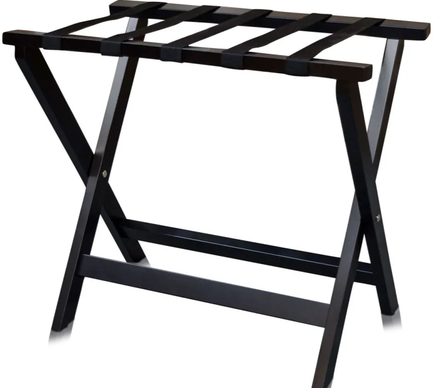 Casa Padrino Luxus Kofferständer Gepäckablage aus Buchenholz und Kunstleder in Schwarz 70 x 41 x H. 61 cm
