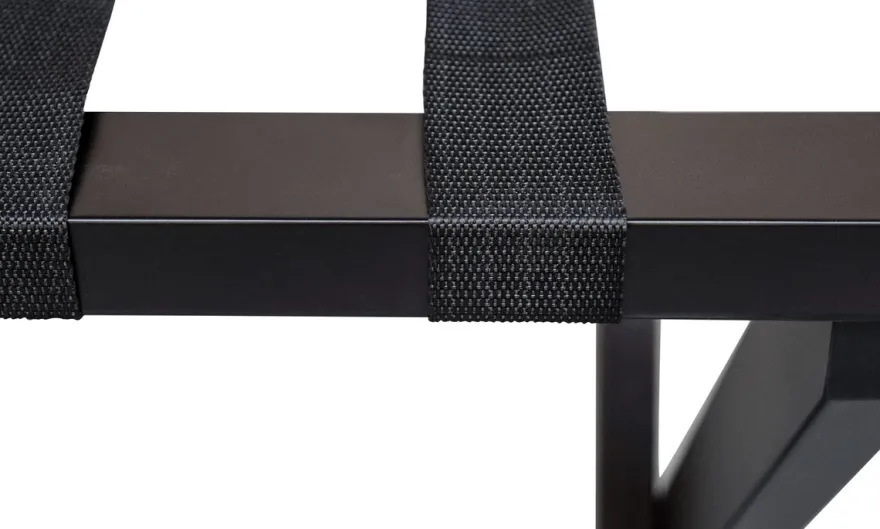 Casa Padrino Luxus Kofferständer Gepäckablage aus Buchenholz und Kunstleder in Schwarz 70 x 41 x H. 61 cm