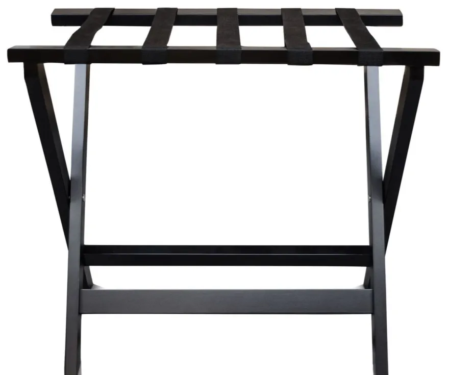 Casa Padrino Luxus Kofferständer Gepäckablage aus Buchenholz und Kunstleder in Schwarz 70 x 41 x H. 61 cm
