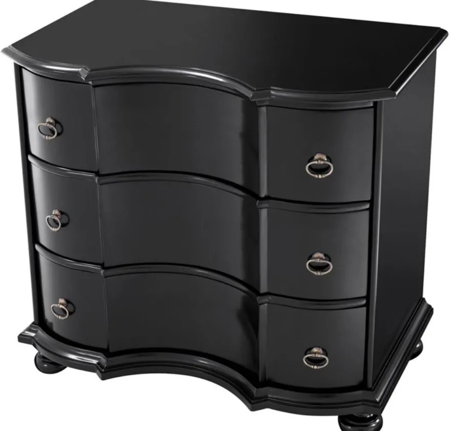 Casa Padrino Luxus Kommode mit 3 Schubladen Schwarz / Antik Messing 94 x 60 x H. 87 cm - Luxus Qualität
