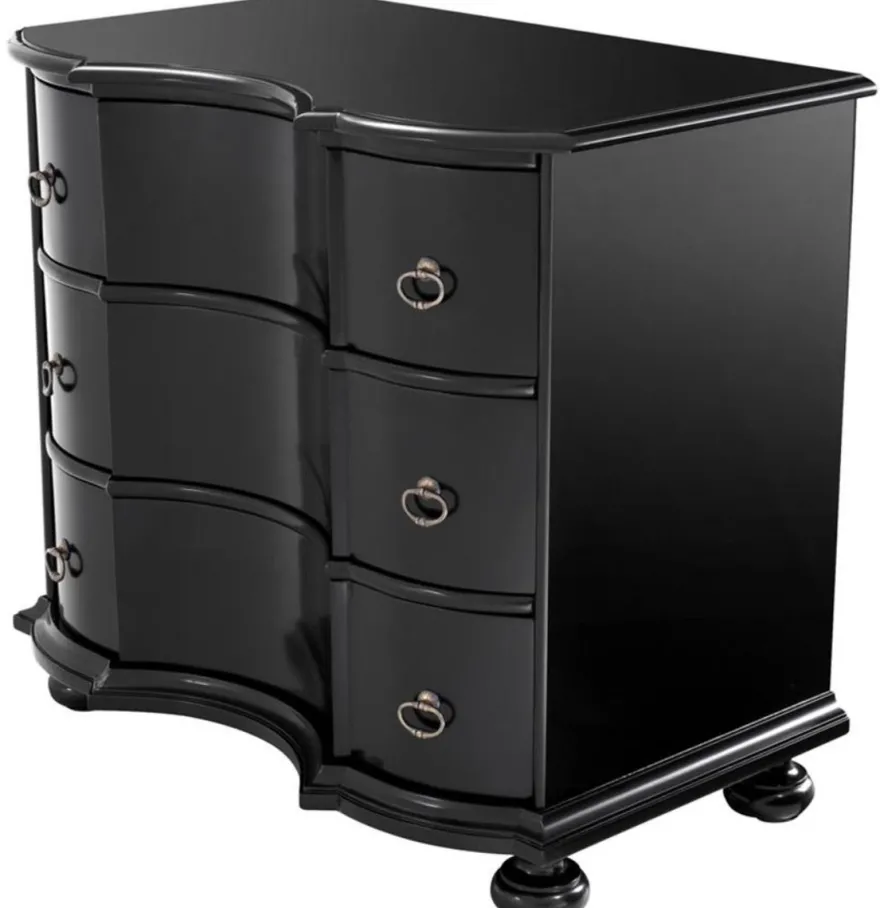 Casa Padrino Luxus Kommode mit 3 Schubladen Schwarz / Antik Messing 94 x 60 x H. 87 cm - Luxus Qualität