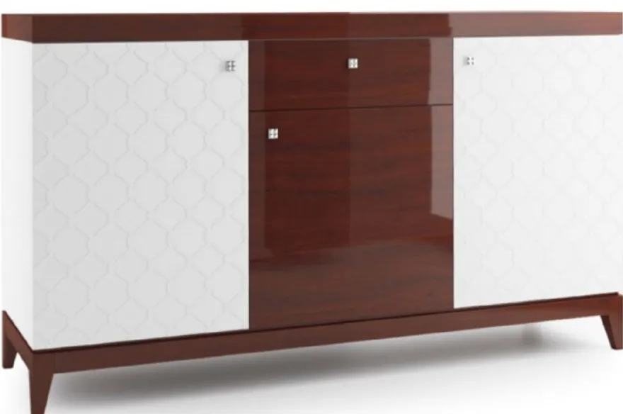 Casa Padrino Luxus Kommode mit 3 Türen und Schublade Weiß / Hochglanz Braun 171,4 x 45 x H. 96,6 cm - Luxus Möbel