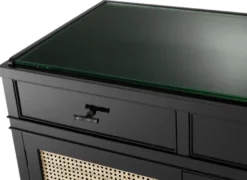 Casa Padrino Luxus Kommode Schwarz / Naturfarben 200 x 56 x H. 92,5 cm - Limited Edition