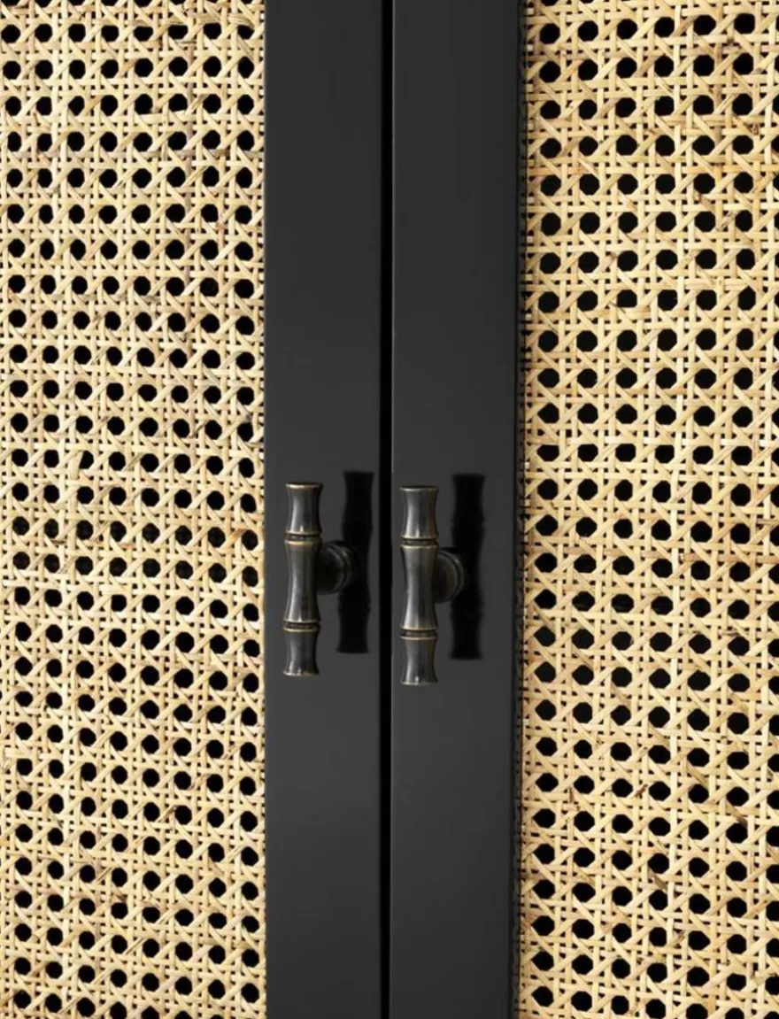 Casa Padrino Luxus Kommode Schwarz / Naturfarben 200 x 56 x H. 92,5 cm - Limited Edition