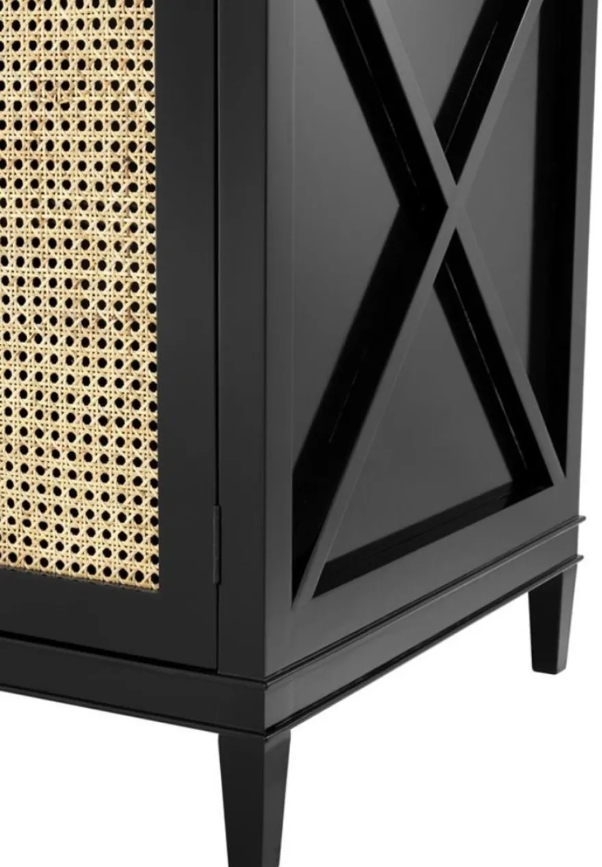 Casa Padrino Luxus Kommode Schwarz / Naturfarben 200 x 56 x H. 92,5 cm - Limited Edition