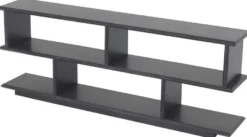 Casa Padrino Luxus Konsole Anthrazitgrau 230 x 40 x H. 85,5 cm - Edler Konsolentisch mit 2 Regalen - Massivholz Regalschrank - Luxus Wohnzimmer Möbel