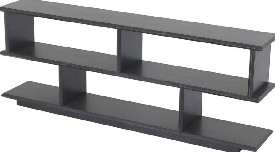 Casa Padrino Luxus Konsole Anthrazitgrau 230 x 40 x H. 85,5 cm - Edler Konsolentisch mit 2 Regalen - Massivholz Regalschrank - Luxus Wohnzimmer Möbel