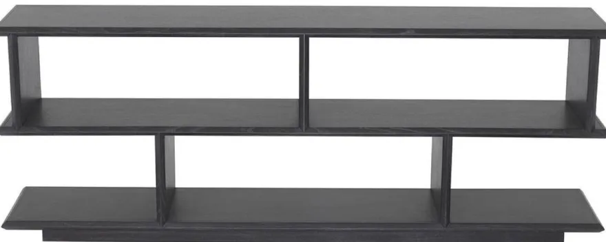 Casa Padrino Luxus Konsole Anthrazitgrau 230 x 40 x H. 85,5 cm - Edler Konsolentisch mit 2 Regalen - Massivholz Regalschrank - Luxus Wohnzimmer Möbel