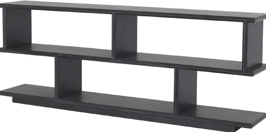 Casa Padrino Luxus Konsole Anthrazitgrau 230 x 40 x H. 85,5 cm - Edler Konsolentisch mit 2 Regalen - Massivholz Regalschrank - Luxus Wohnzimmer Möbel