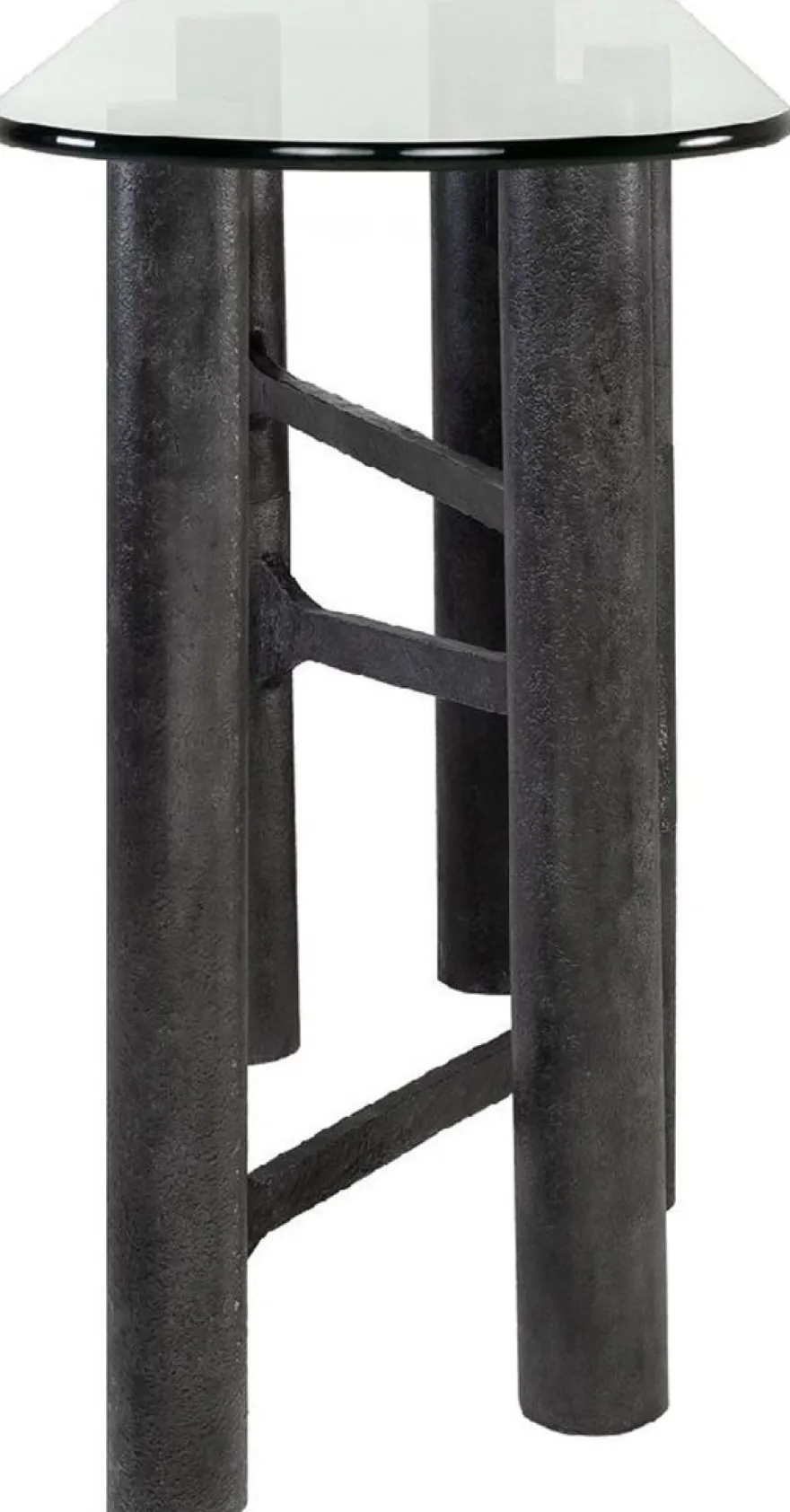 Casa Padrino Luxus Konsole Antik Schwarz 140 x 45 x H. 81 cm - Aluminium Konsolentisch mit Glasplatte - Luxus Möbel - Wohnzimmer Möbel - Luxus Einrichtung - Wohnzimmer Einrichtung
