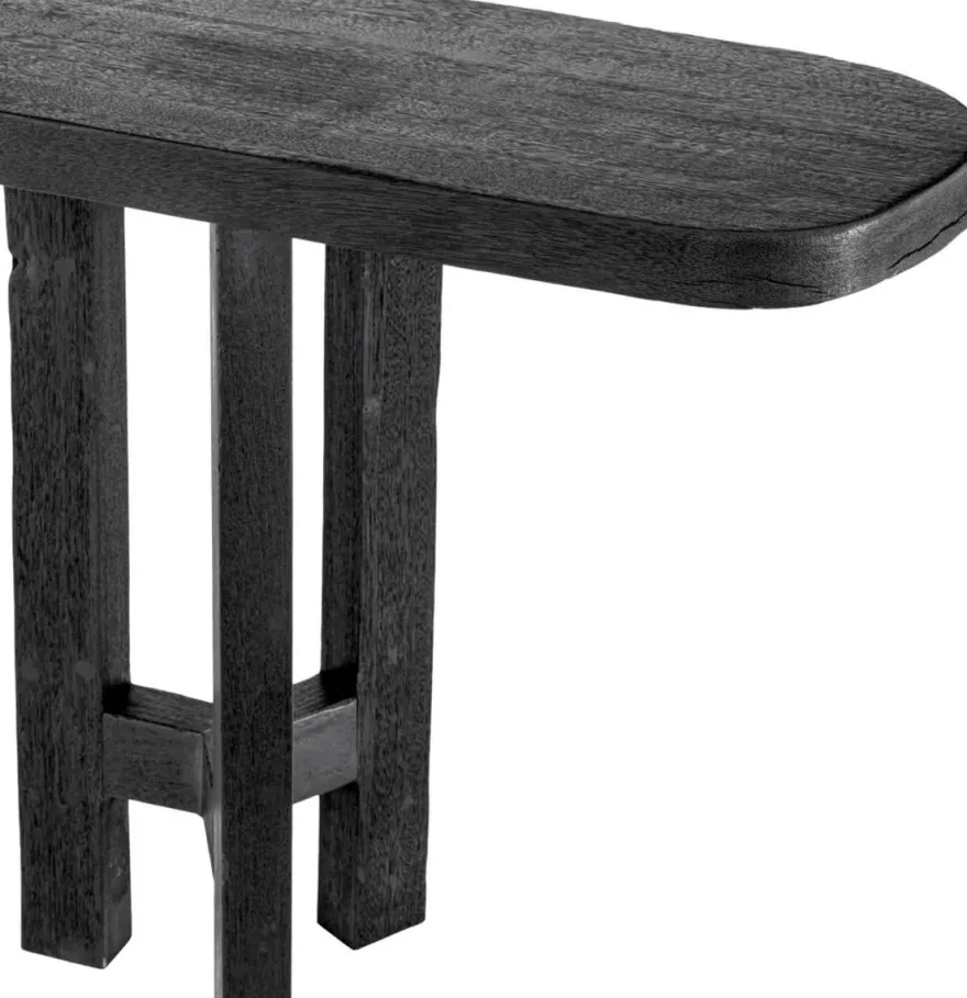 Casa Padrino Luxus Konsole Antik Schwarz 230 x 35 x H. 74,5 cm - Rechteckiger Massivholz Konsolentisch - Massivholz Möbel - Luxus Möbel - Luxus Qualität