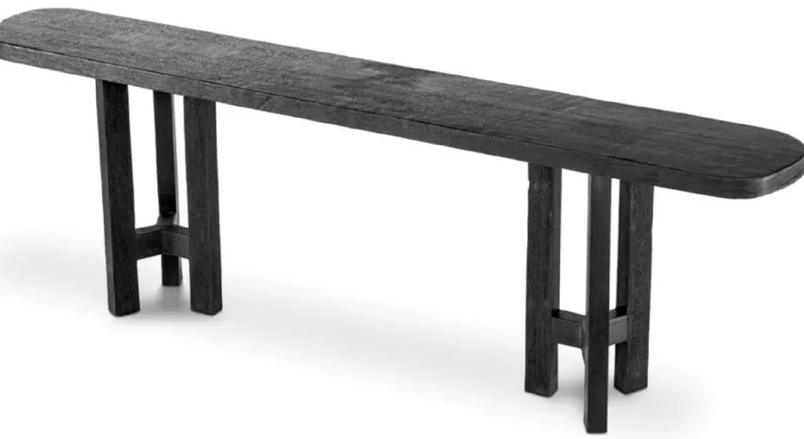 Casa Padrino Luxus Konsole Antik Schwarz 230 x 35 x H. 74,5 cm - Rechteckiger Massivholz Konsolentisch - Massivholz Möbel - Luxus Möbel - Luxus Qualität