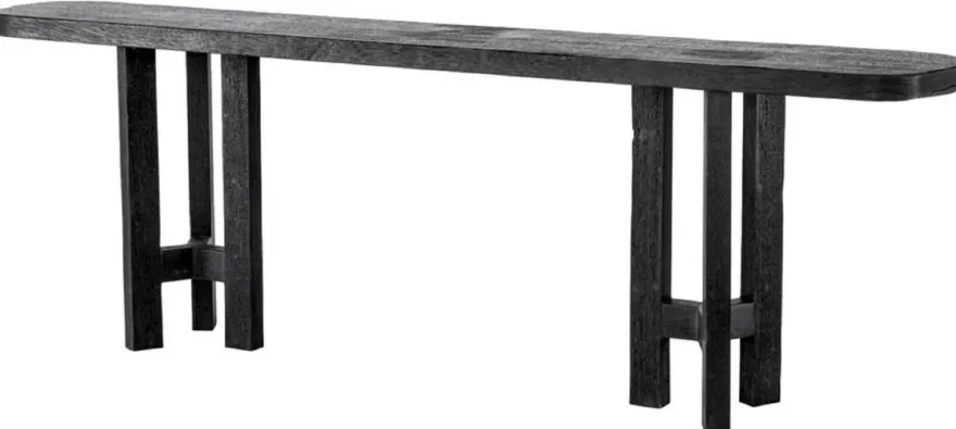 Casa Padrino Luxus Konsole Antik Schwarz 230 x 35 x H. 74,5 cm - Rechteckiger Massivholz Konsolentisch - Massivholz Möbel - Luxus Möbel - Luxus Qualität