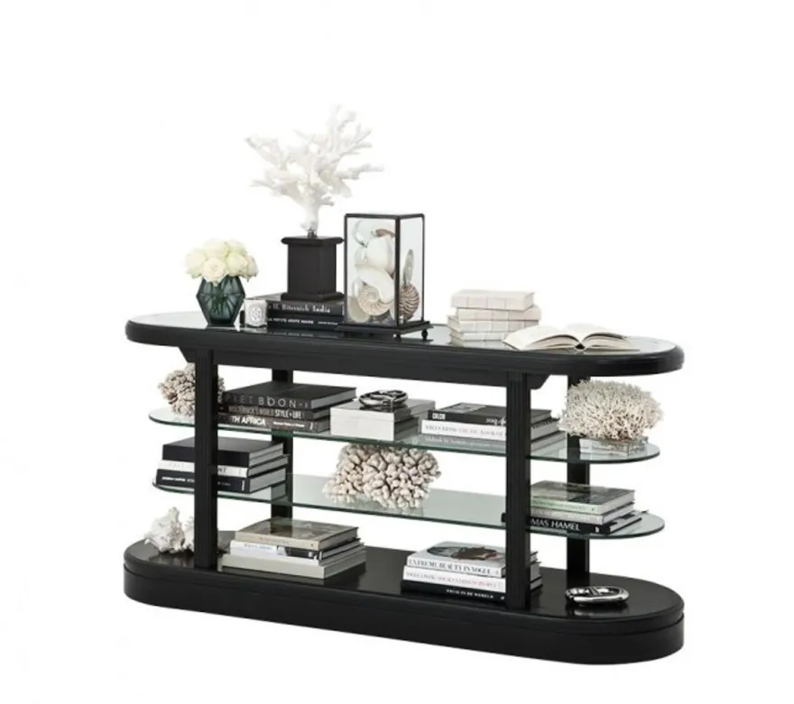 Casa Padrino Luxus Konsole aus Birkenholz in Schwarz - 180 x 57 x H. 87,5 cm