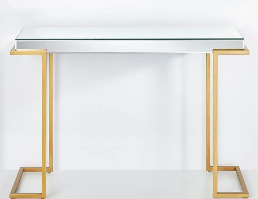 Casa Padrino Luxus Konsole Bronzefarben 116 x 39 x H. 79 cm - Verspiegelter Konsolentisch mit Metallbeinen - Luxus Möbel