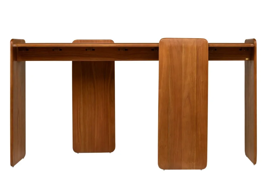 Casa Padrino Luxus Konsole Braun 155 x 50 x H. 80 cm - Massivholz Konsolentisch im warmen Bernsteinton mit weich gerundeten Formen - Luxus Möbel