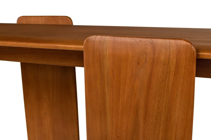 Casa Padrino Luxus Konsole Braun 155 x 50 x H. 80 cm - Massivholz Konsolentisch im warmen Bernsteinton mit weich gerundeten Formen - Luxus Möbel