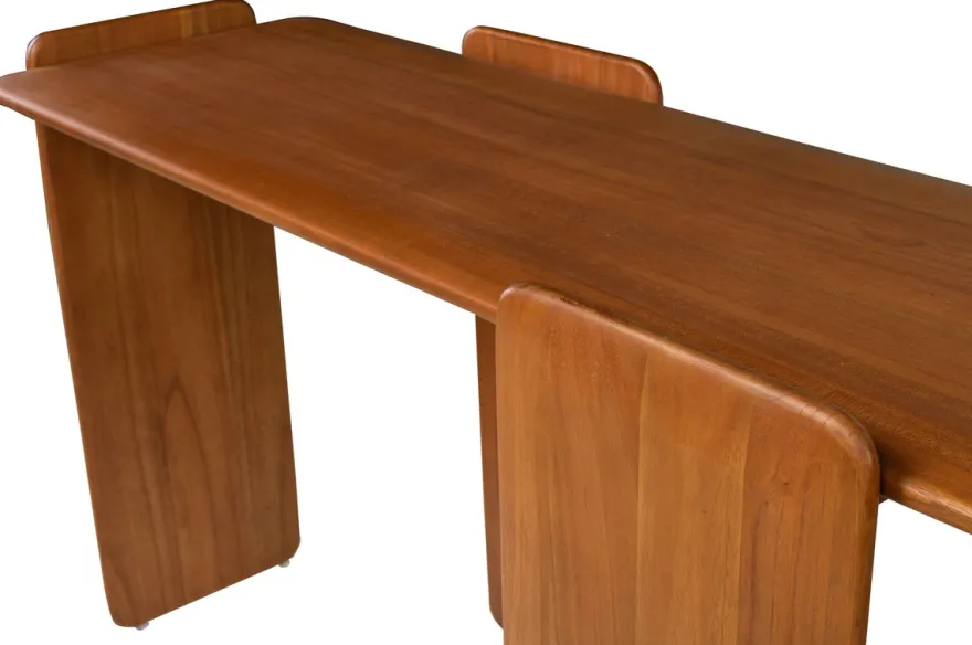 Casa Padrino Luxus Konsole Braun 155 x 50 x H. 80 cm - Massivholz Konsolentisch im warmen Bernsteinton mit weich gerundeten Formen - Luxus Möbel