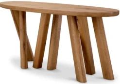 Casa Padrino Luxus Konsole Braun 160 x 54,5 x H. 76,5 cm - Ovaler Konsolentisch mit massiver Eichenholz Tischplatte - Massivholz Möbel - Luxus Möbel - Luxus Qualität