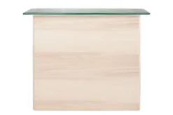 Casa Padrino Luxus Konsole Cremeweiß 105 x 30 x H. 83,5 cm - Großer handgefertigter Keramik Konsolentisch mit Platte aus strukturiertem Klarglas - Luxus Möbel