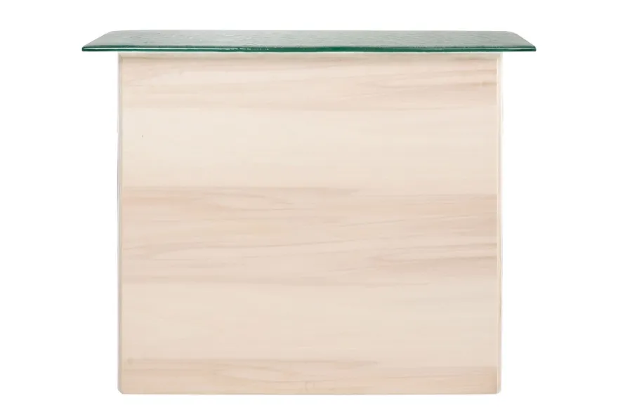 Casa Padrino Luxus Konsole Cremeweiß 105 x 30 x H. 83,5 cm - Großer handgefertigter Keramik Konsolentisch mit Platte aus strukturiertem Klarglas - Luxus Möbel