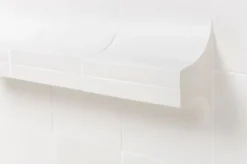 Casa Padrino Luxus Konsole Cremeweiß 105 x 30 x H. 83,5 cm - Großer handgefertigter Keramik Konsolentisch mit Platte aus strukturiertem Klarglas - Luxus Möbel