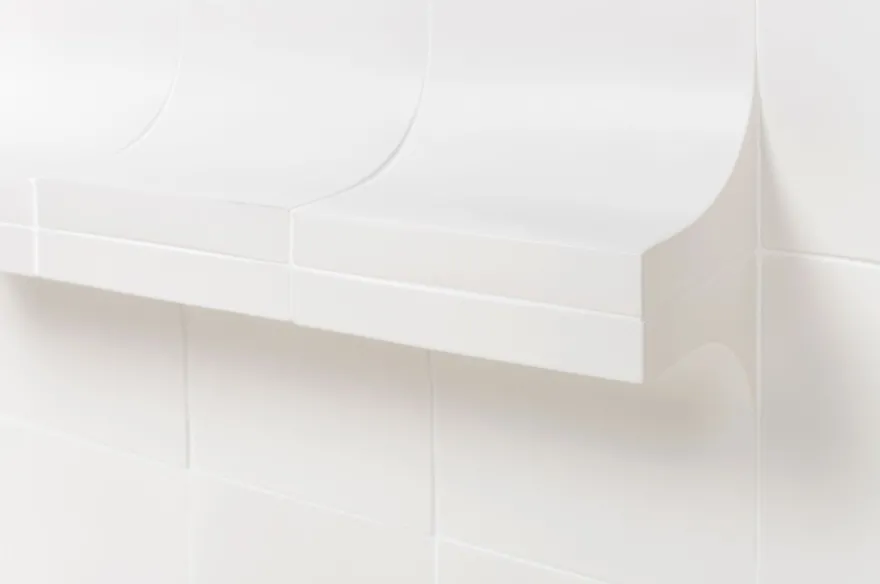 Casa Padrino Luxus Konsole Cremeweiß 105 x 30 x H. 83,5 cm - Großer handgefertigter Keramik Konsolentisch mit Platte aus strukturiertem Klarglas - Luxus Möbel