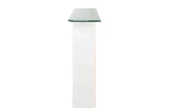 Casa Padrino Luxus Konsole Cremeweiß 105 x 30 x H. 83,5 cm - Großer handgefertigter Keramik Konsolentisch mit Platte aus strukturiertem Klarglas - Luxus Möbel