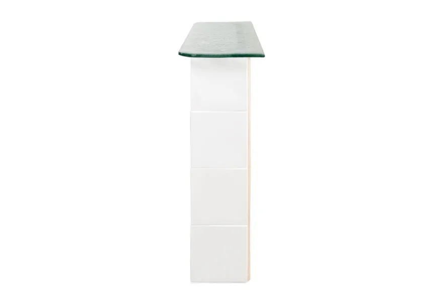Casa Padrino Luxus Konsole Cremeweiß 105 x 30 x H. 83,5 cm - Großer handgefertigter Keramik Konsolentisch mit Platte aus strukturiertem Klarglas - Luxus Möbel