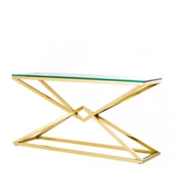 Casa Padrino Luxus Konsole Edelstahl Gold Finish - 150 x 40 x H 74 cm - Konsolentisch in Gold