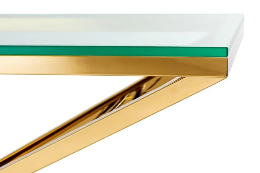 Casa Padrino Luxus Konsole Edelstahl Gold Finish - 150 x 40 x H 74 cm - Konsolentisch in Gold